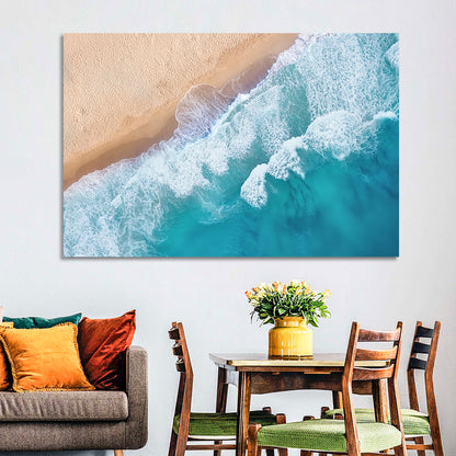 Aerial Turquoise Beach Waves Wall Art