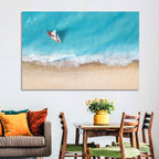 Centered Sailboat Over Turquoise Sea Wall Art