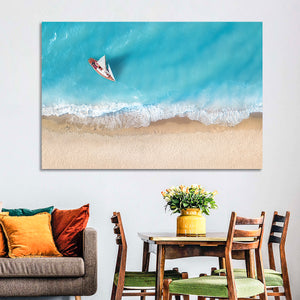 Aerial Beach & Yacht Wall Art