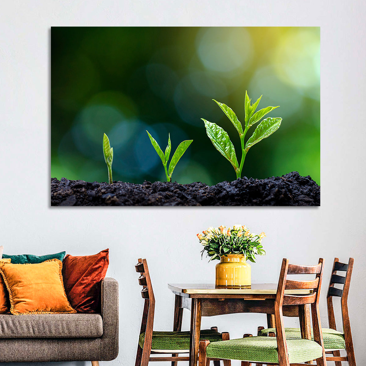 Seedling Growth Stages Wall Art in a room, landscape