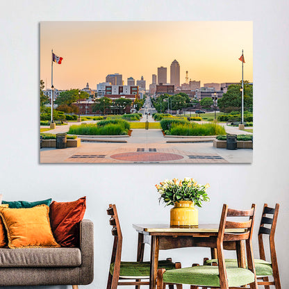 Des Moines Golden Hour Skyline Wall Art