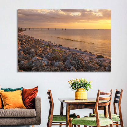 Lake Okeechobee Rocky Shore Sunset Wall Art