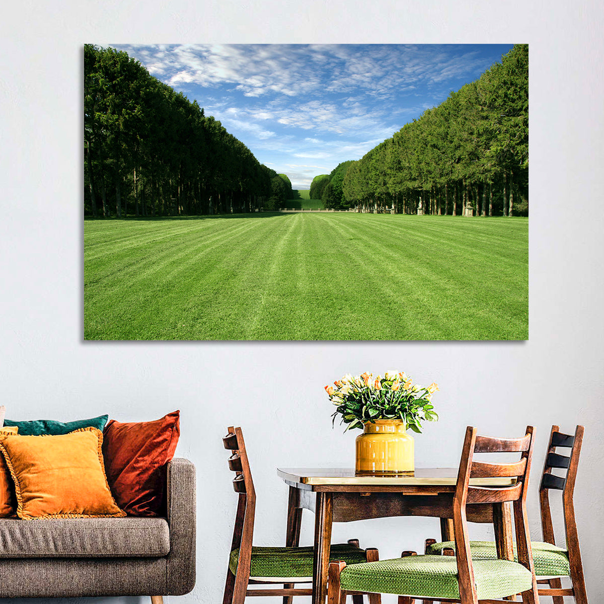 Tree-lined Manicured Lawn Wall Art in a room, landscape