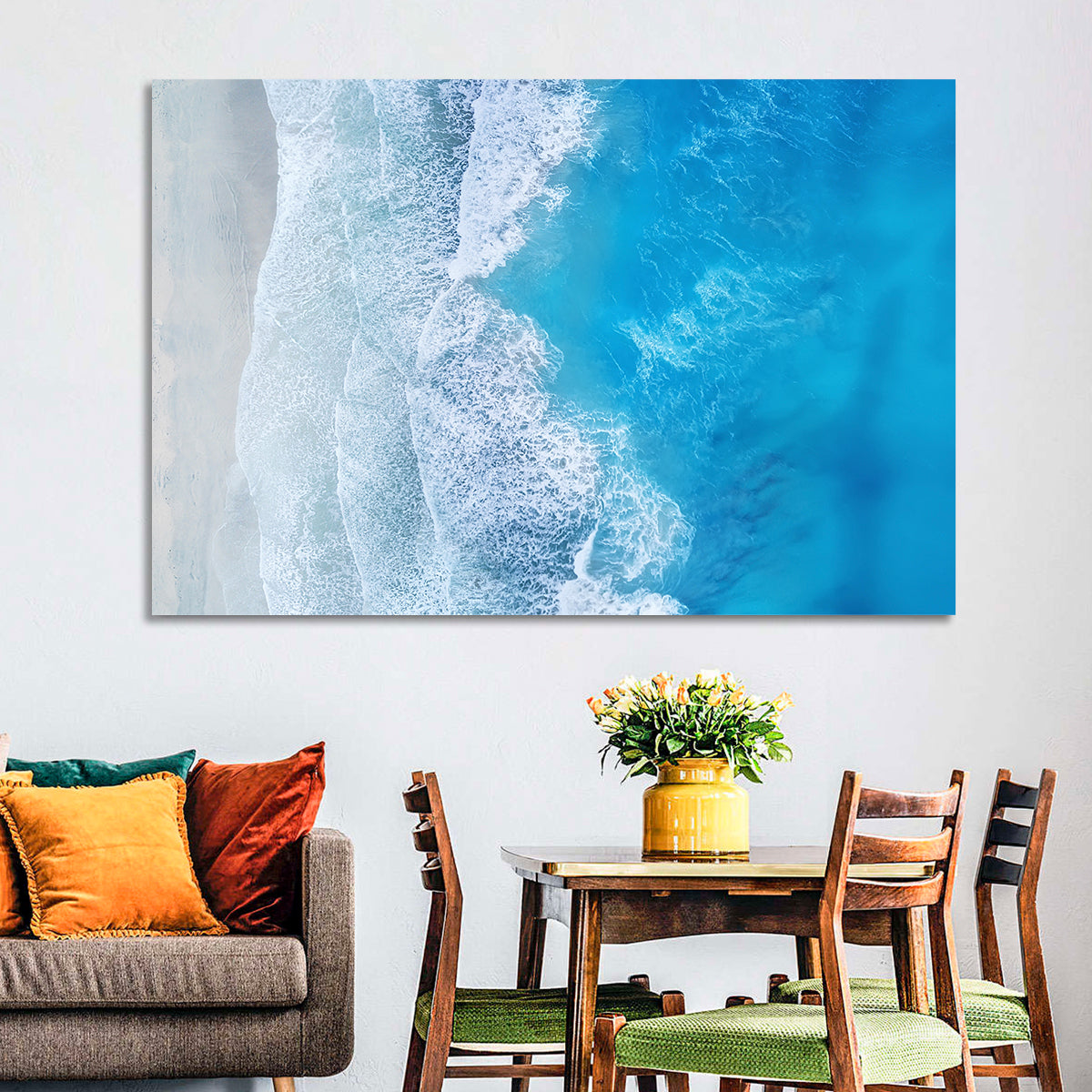 Aerial Turquoise Beach Waves Wall Art