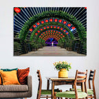 Red Lantern Trellis Tunnel Wall Art