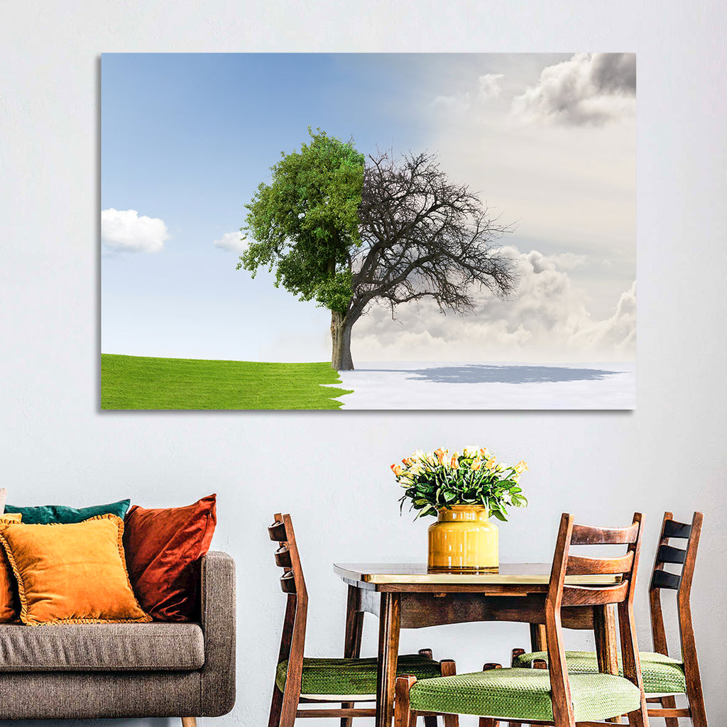 Summer to Winter Split Tree Wall Art