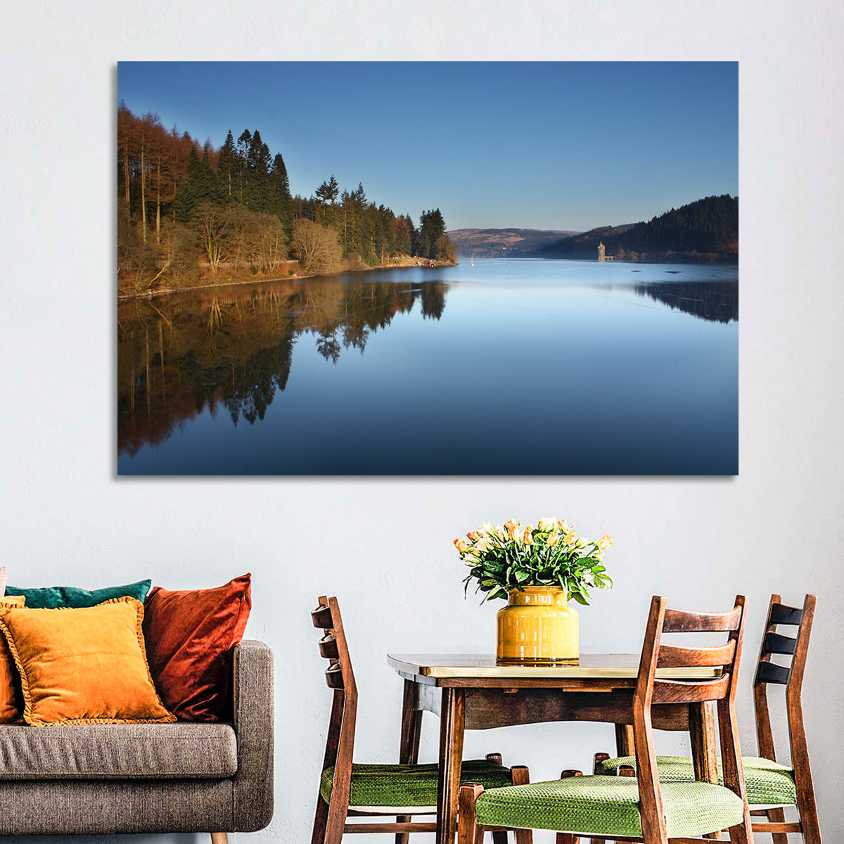 Lake Vyrnwy Golden Hour Reflection Wall Art