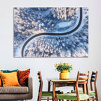 Winding Snow-covered Forest Road Wall Art