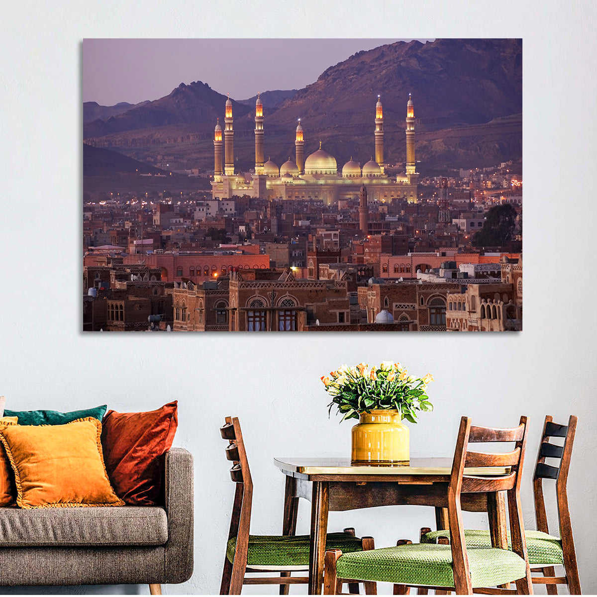 Al-saleh Mosque at Dusk Wall Art in a room, landscape