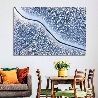 Winding Snowy Forest Road Wall Art