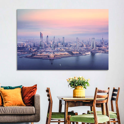 Kuwait City Twilight Skyline Wall Art