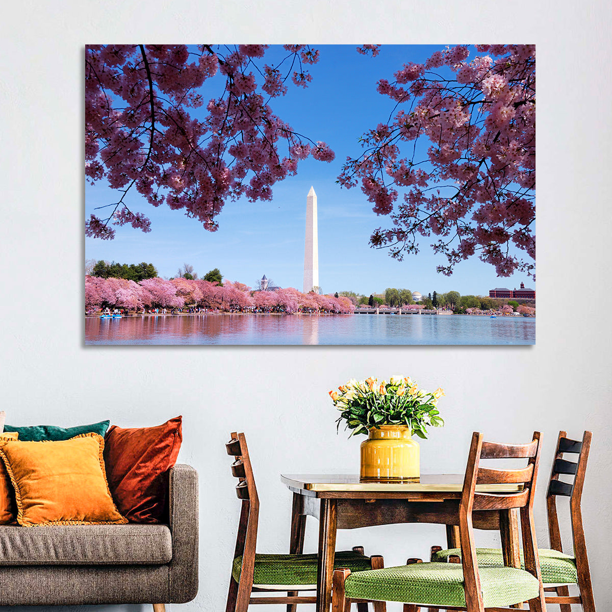 Washington Monument with Cherry Blossoms Wall Art