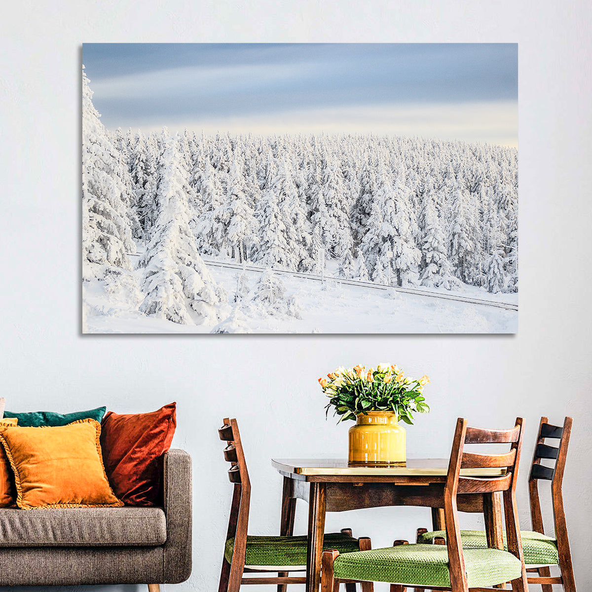 Snowy Forest Railway Tracks Wall Art