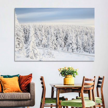 Snowy Forest Railway Tracks Wall Art