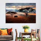 Savanna Elephant at Sunset Wall Art