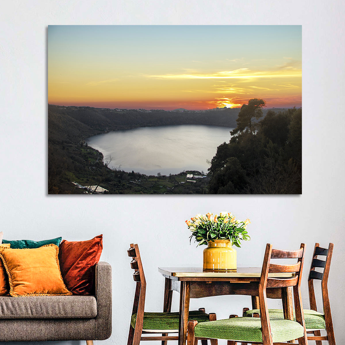 Lake Nemi Golden Sunset Wall Art