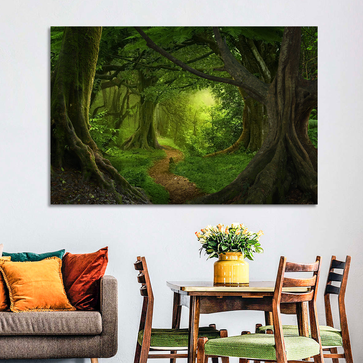 Tropical Forest Path Wall Art in a room, landscape