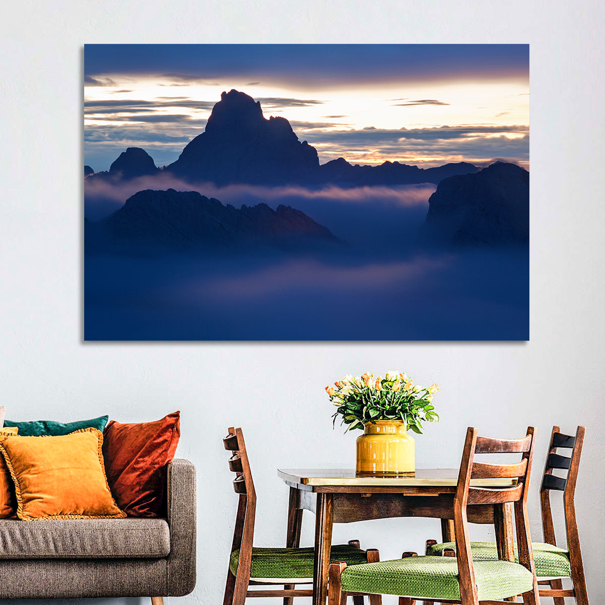 Dolomites Sunrise Silhouette Wall Art