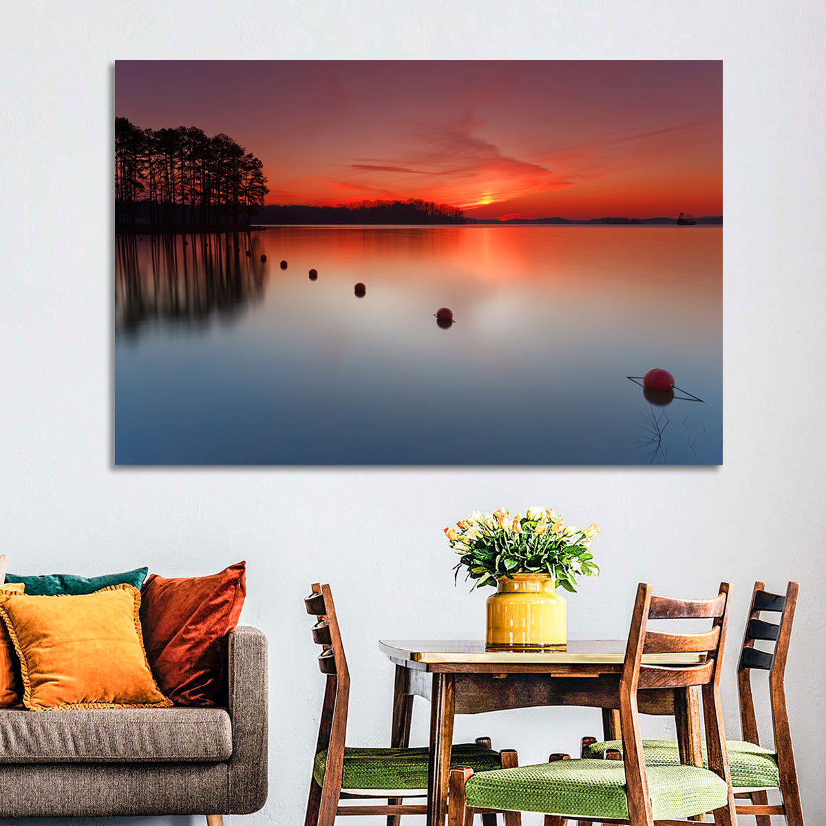 Lake Lanier Buoys at Sunset Wall Art