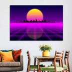 Neon Sunrise Skyline Wall Art