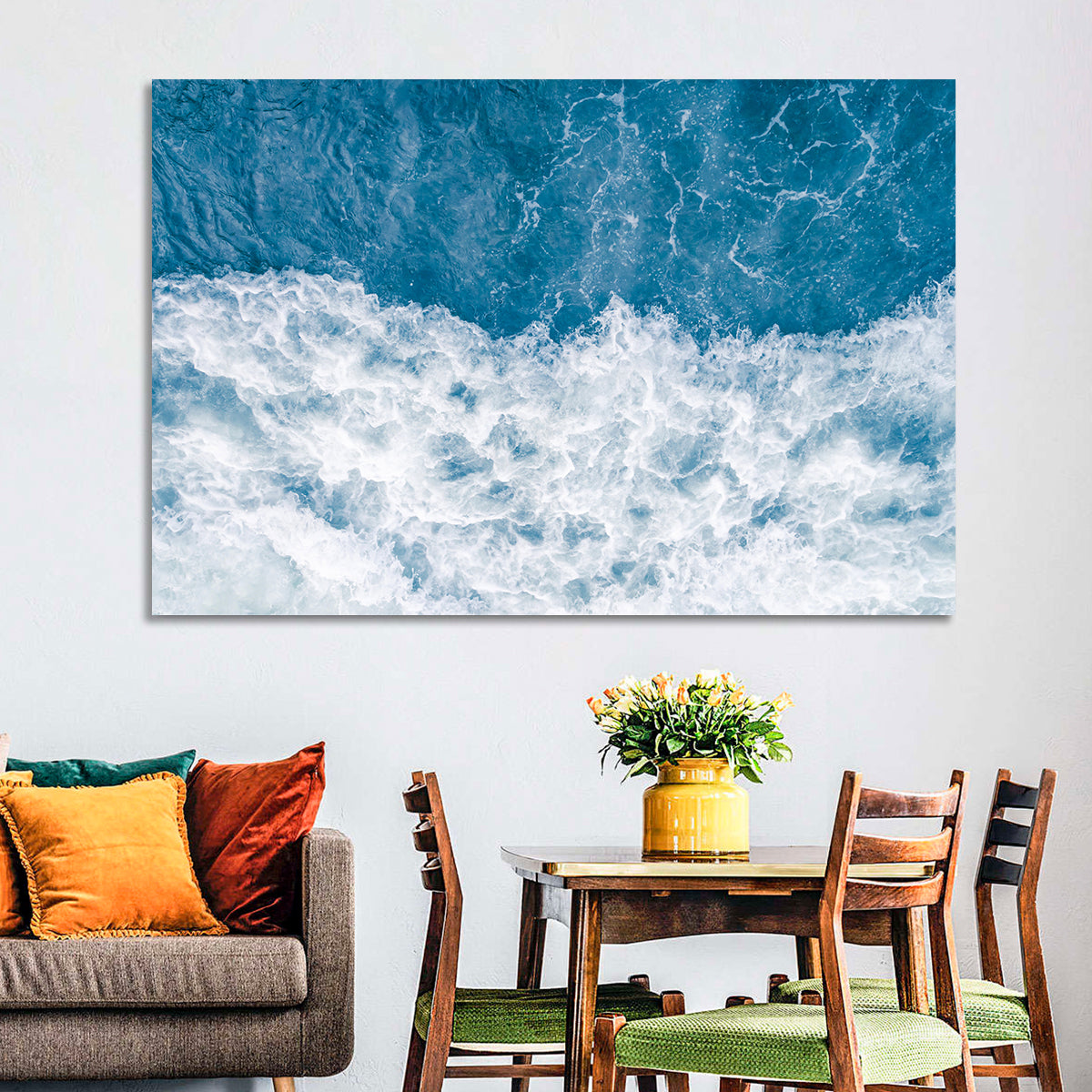 Stormy Blue Sea Wave Wall Art