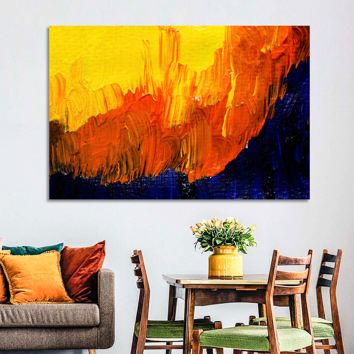 Mountain Ridge Abstract Wall Art in a room, landscape