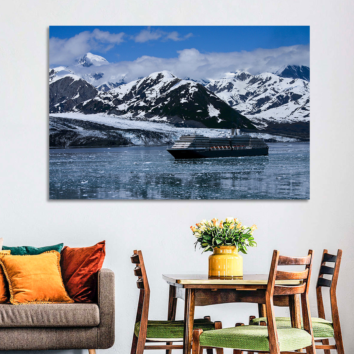 Cruise Ship in Yakutat Bay Wall Art in a room, landscape