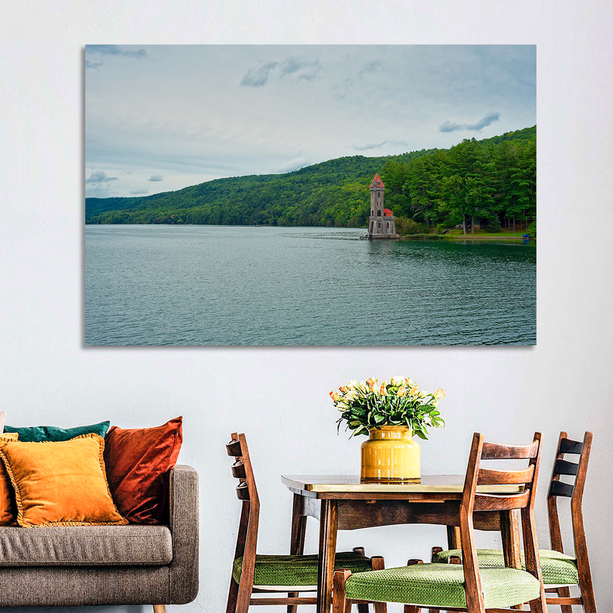 Otsego Lake View with Stone Tower Wall Art