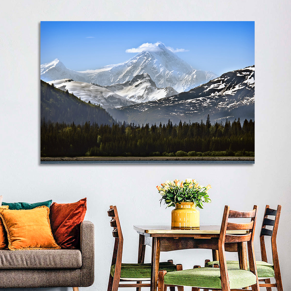 Glacier Bay Snow-capped Peak Wall Art in a room, landscape
