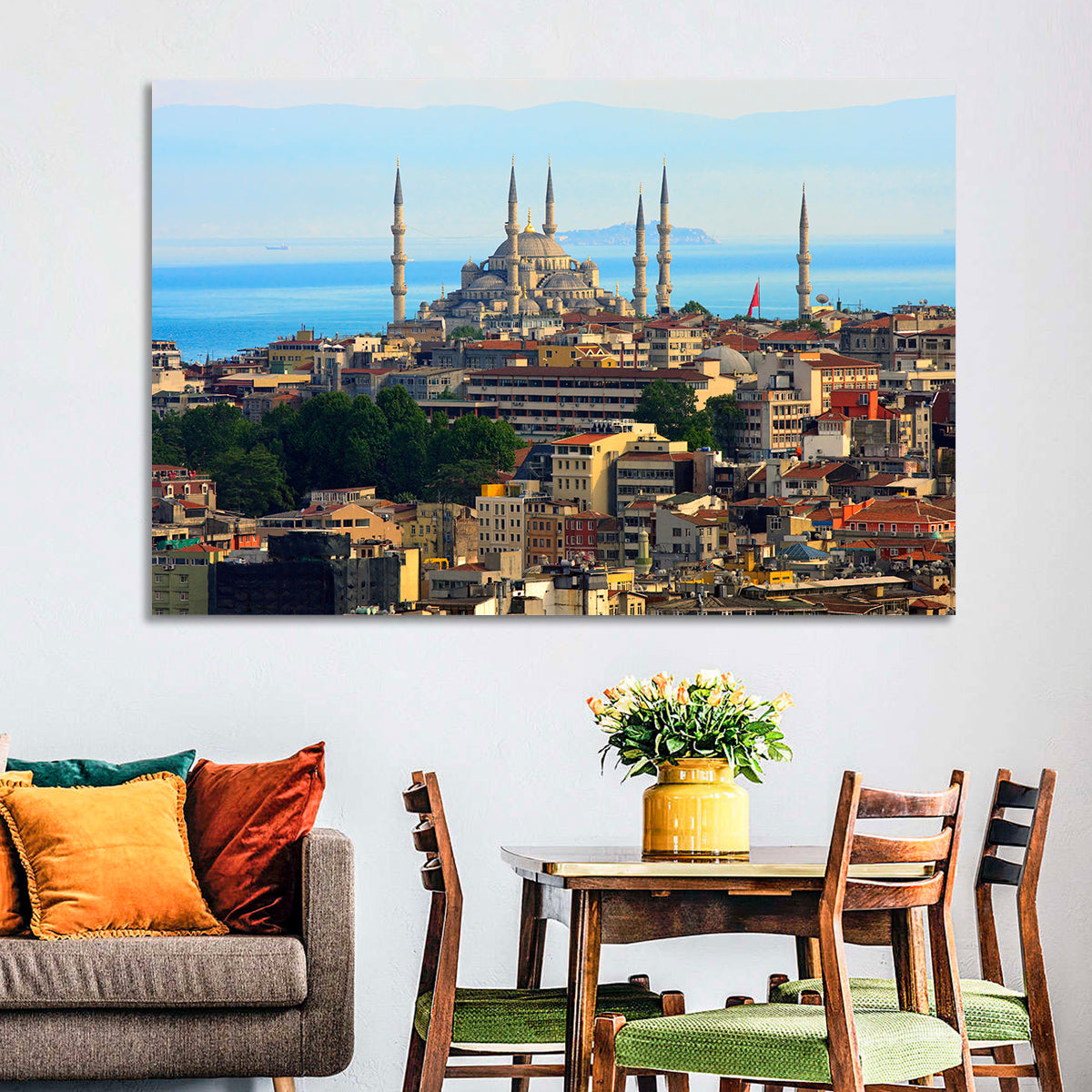 Sultan Ahmed Mosque Skyline Wall Art in a room, landscape