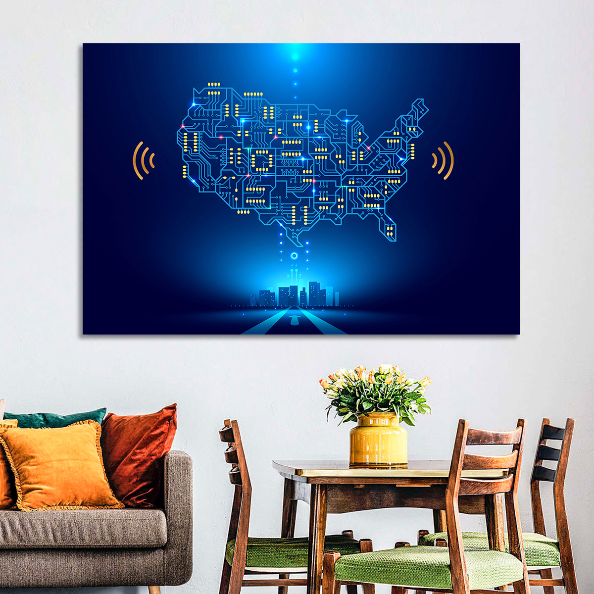 USA Circuit Map Wall Art