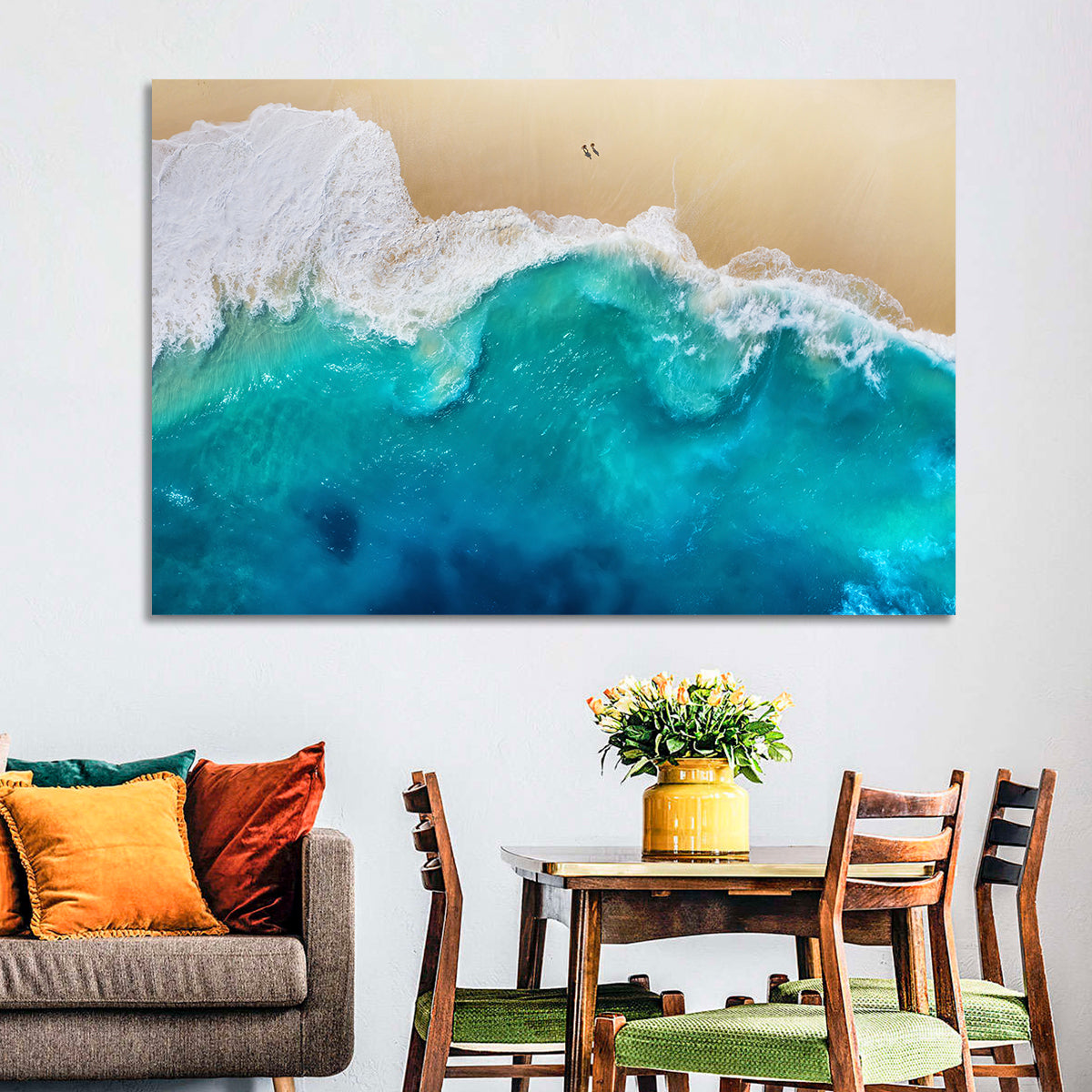 Nusa Penida Aerial Beach Wall Art in a room, landscape