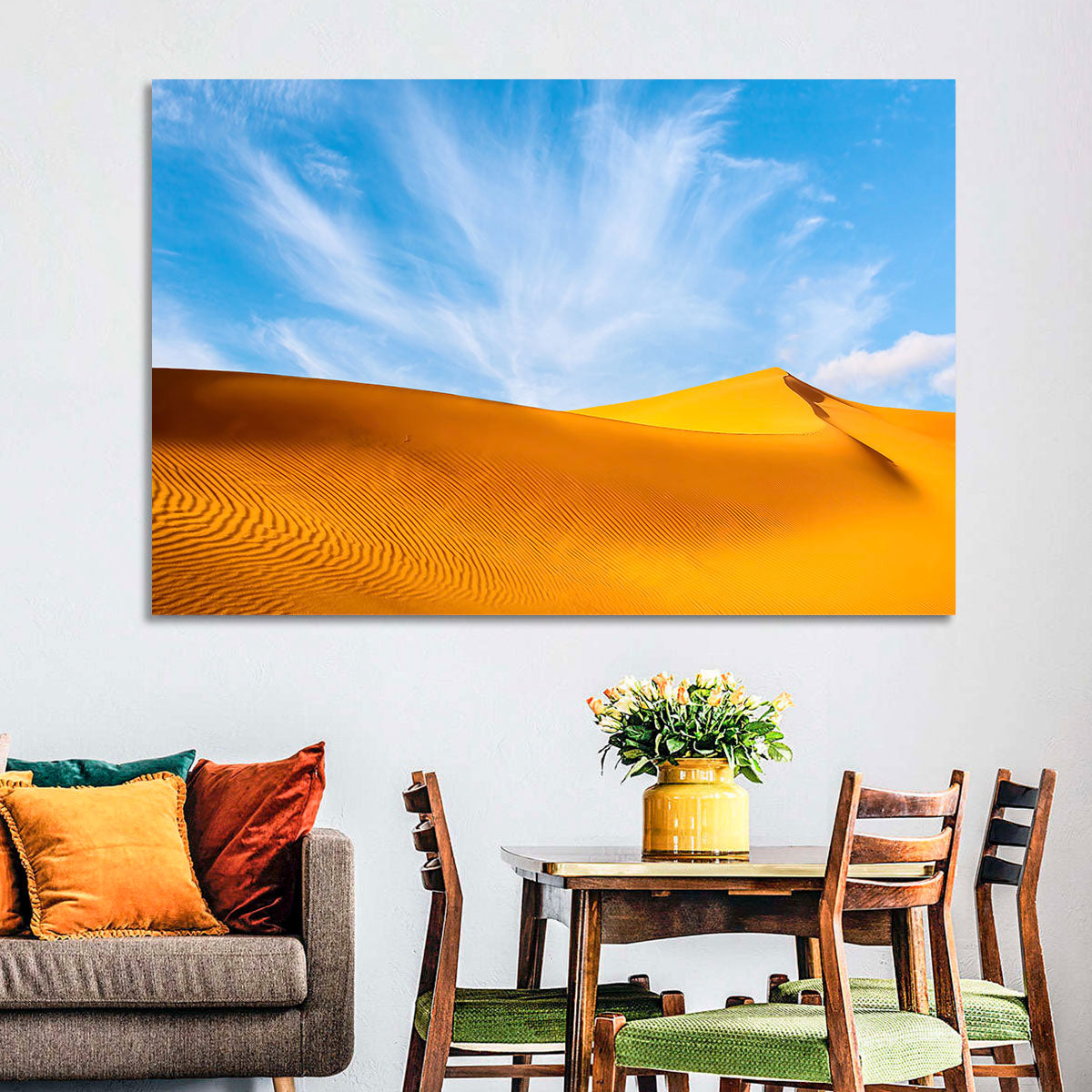 Rippled Sahara Dunes Wall Art in a room, landscape