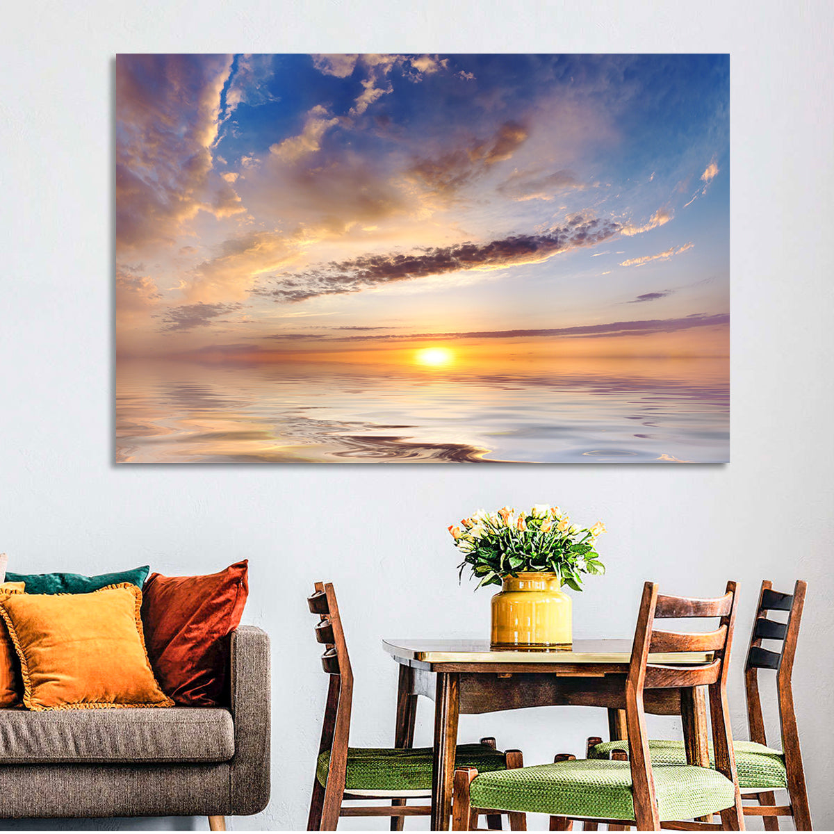 Sunlit Clouds Over Calm Sea Wall Art