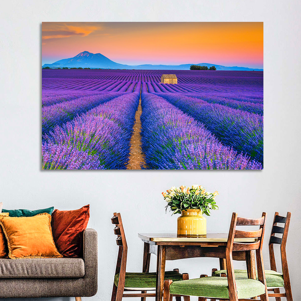 Valensole Lavender Fields at Sunset Wall Art