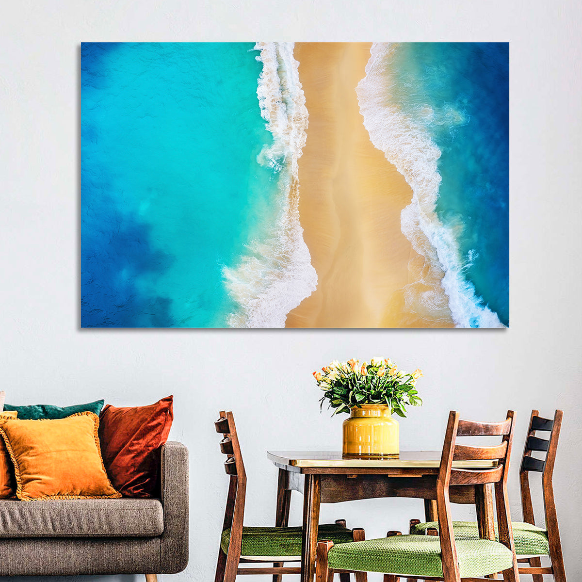 Nusa Penida Turquoise Beach Wall Art in a room, landscape