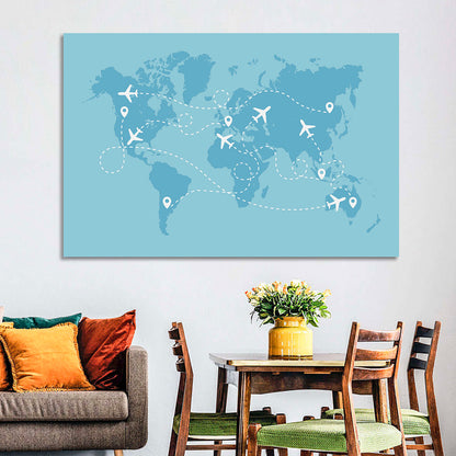 World Flight Routes Map Wall Art