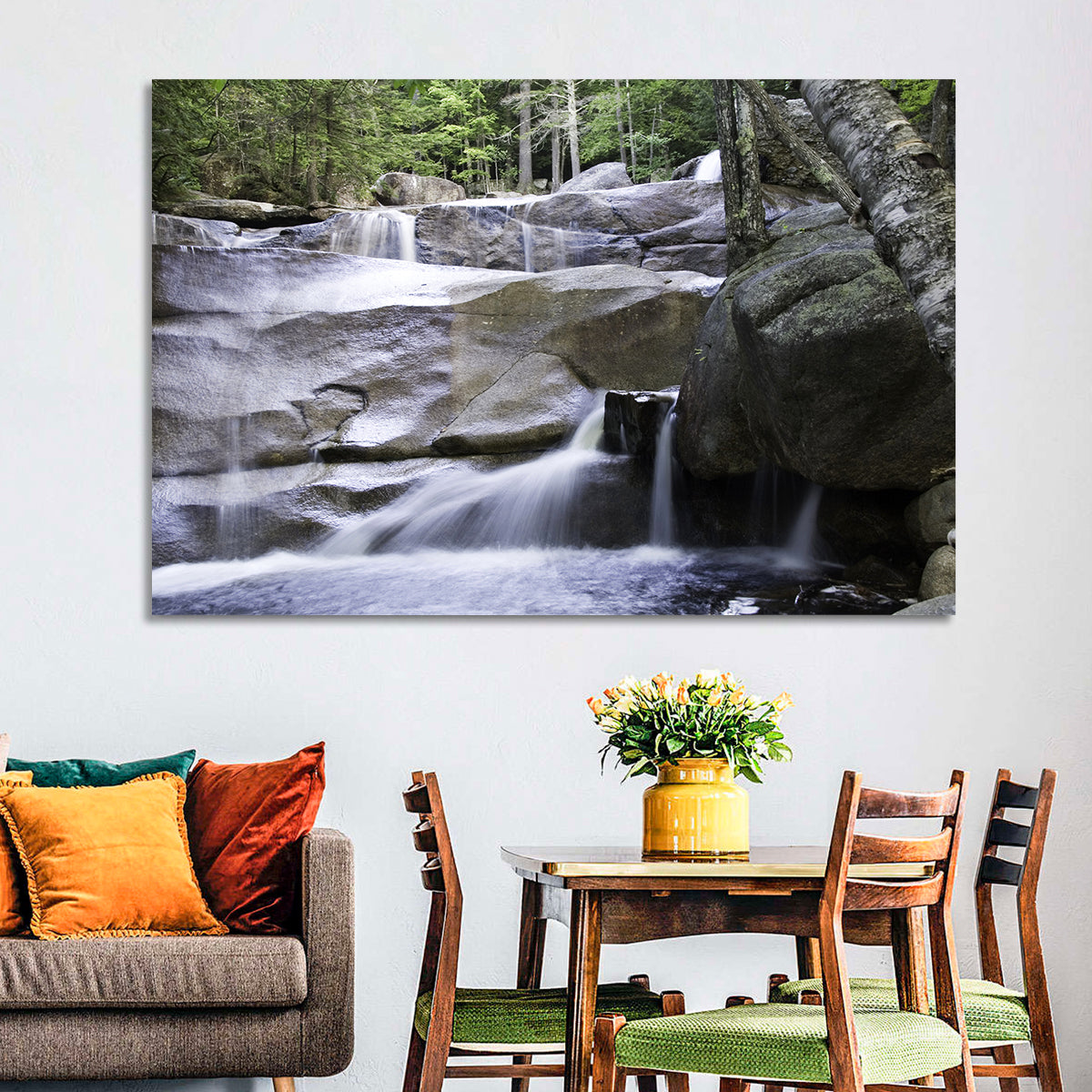Diana's Baths Waterfall Wall Art in a room, landscape