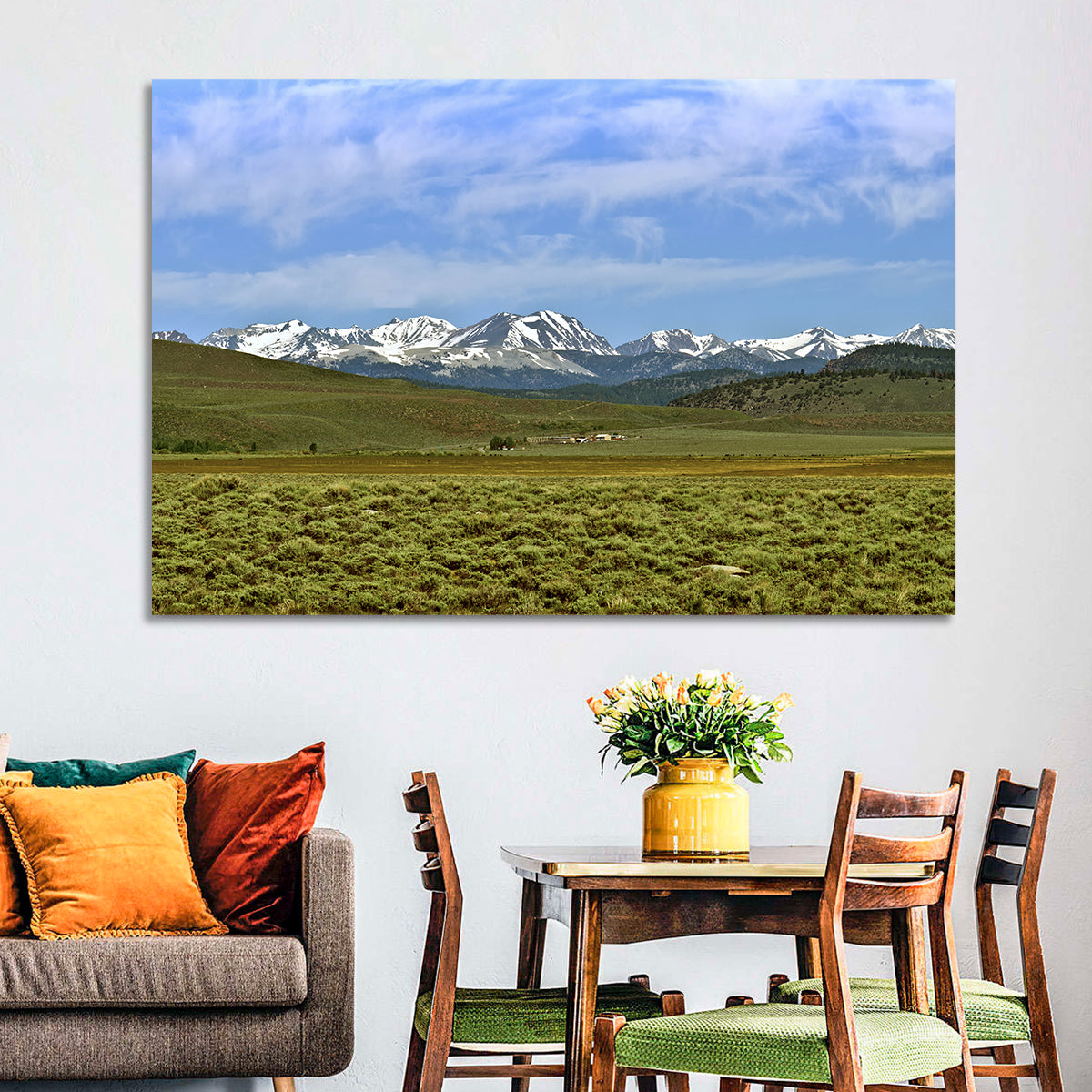 Sierra Nevada Sagebrush Plains Wall Art in a room, landscape