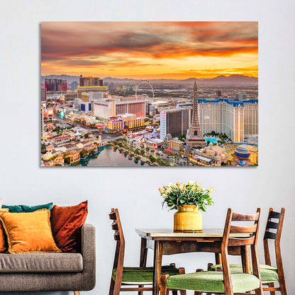 Las Vegas Strip Sunset Cityscape Wall Art
