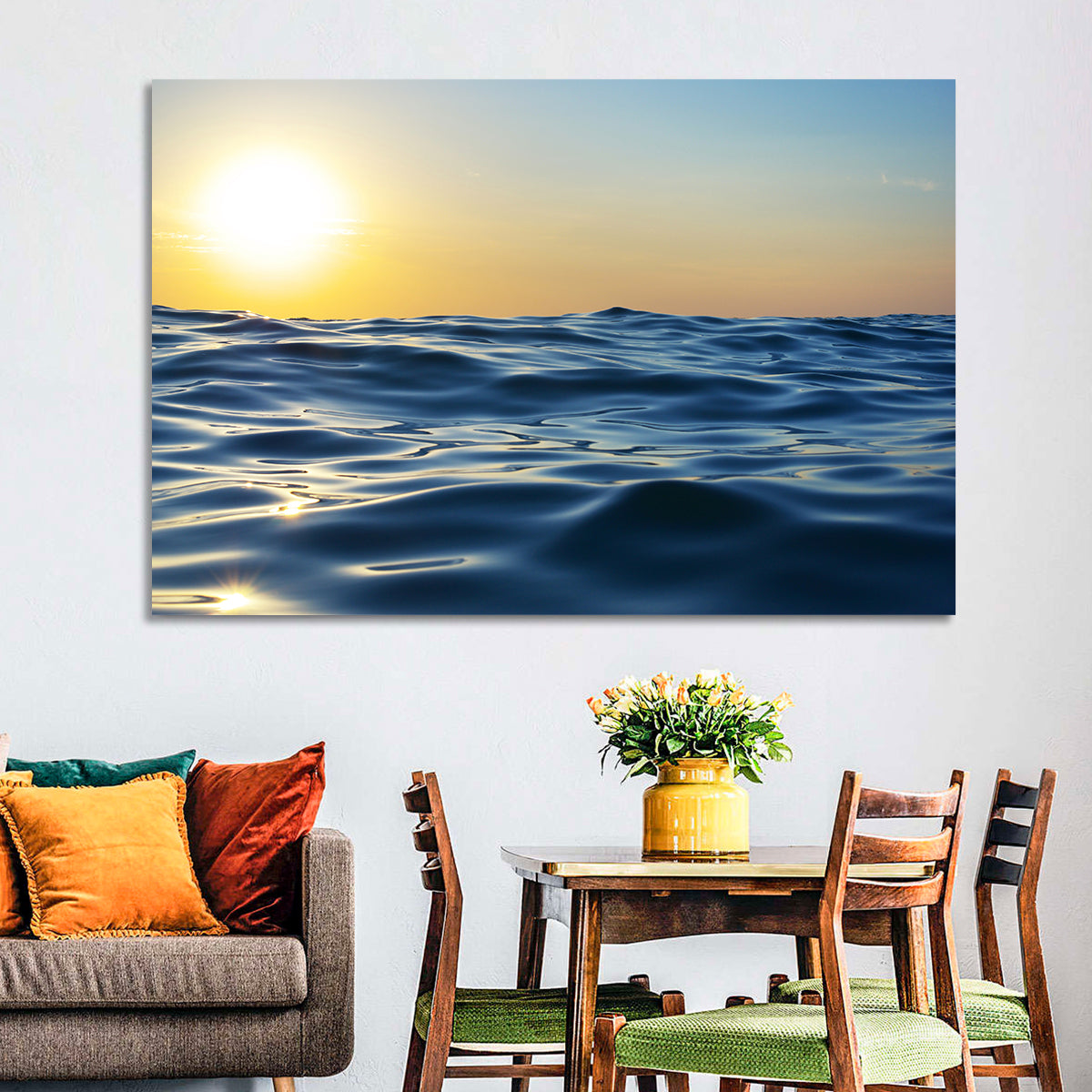 Sunset Over Calm Waves Wall Art