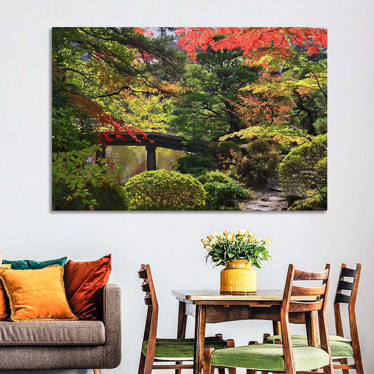 Rinoji Temple Autumn Garden Wall Art in a room, landscape