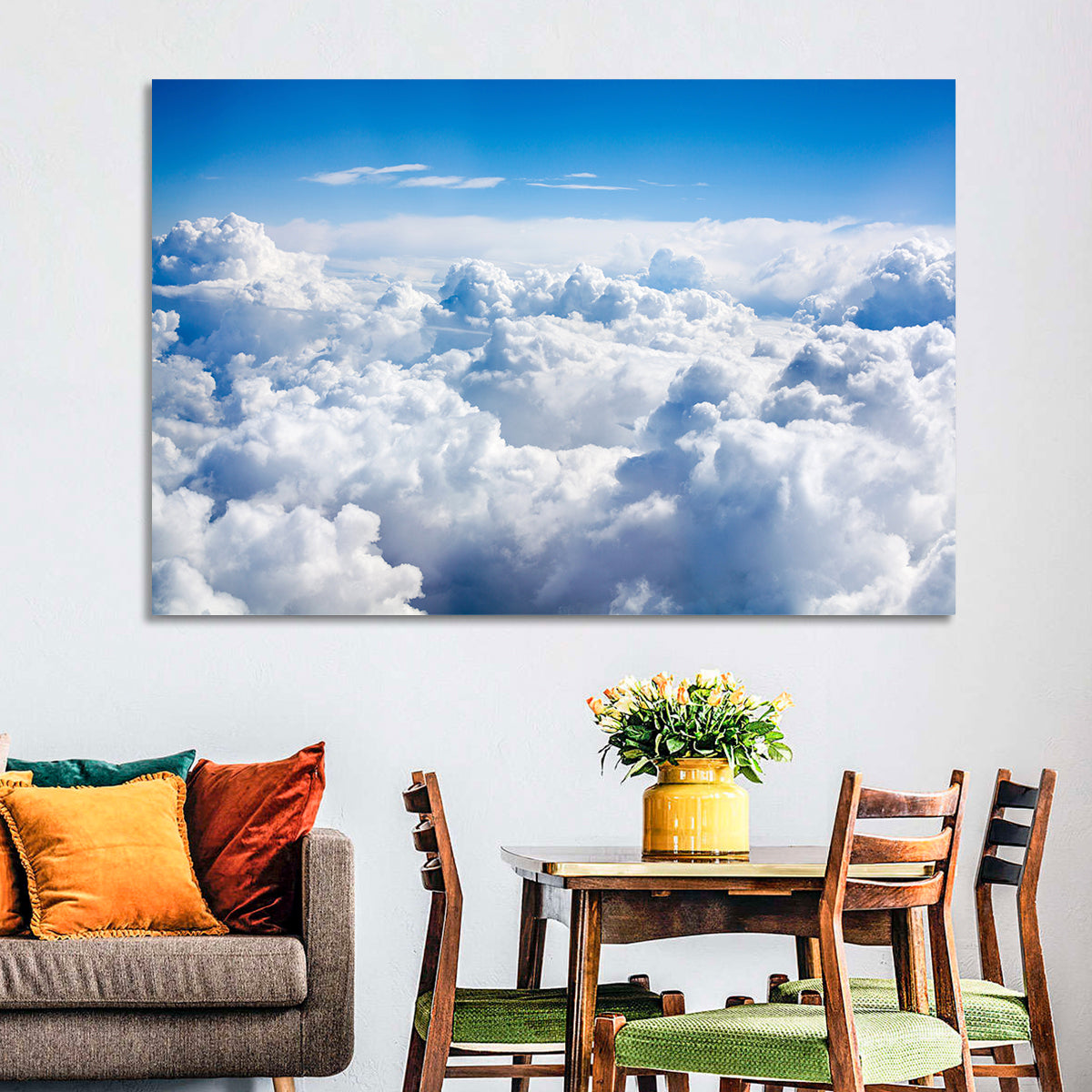 Aerial Cloudscape Wall Art in a room, landscape