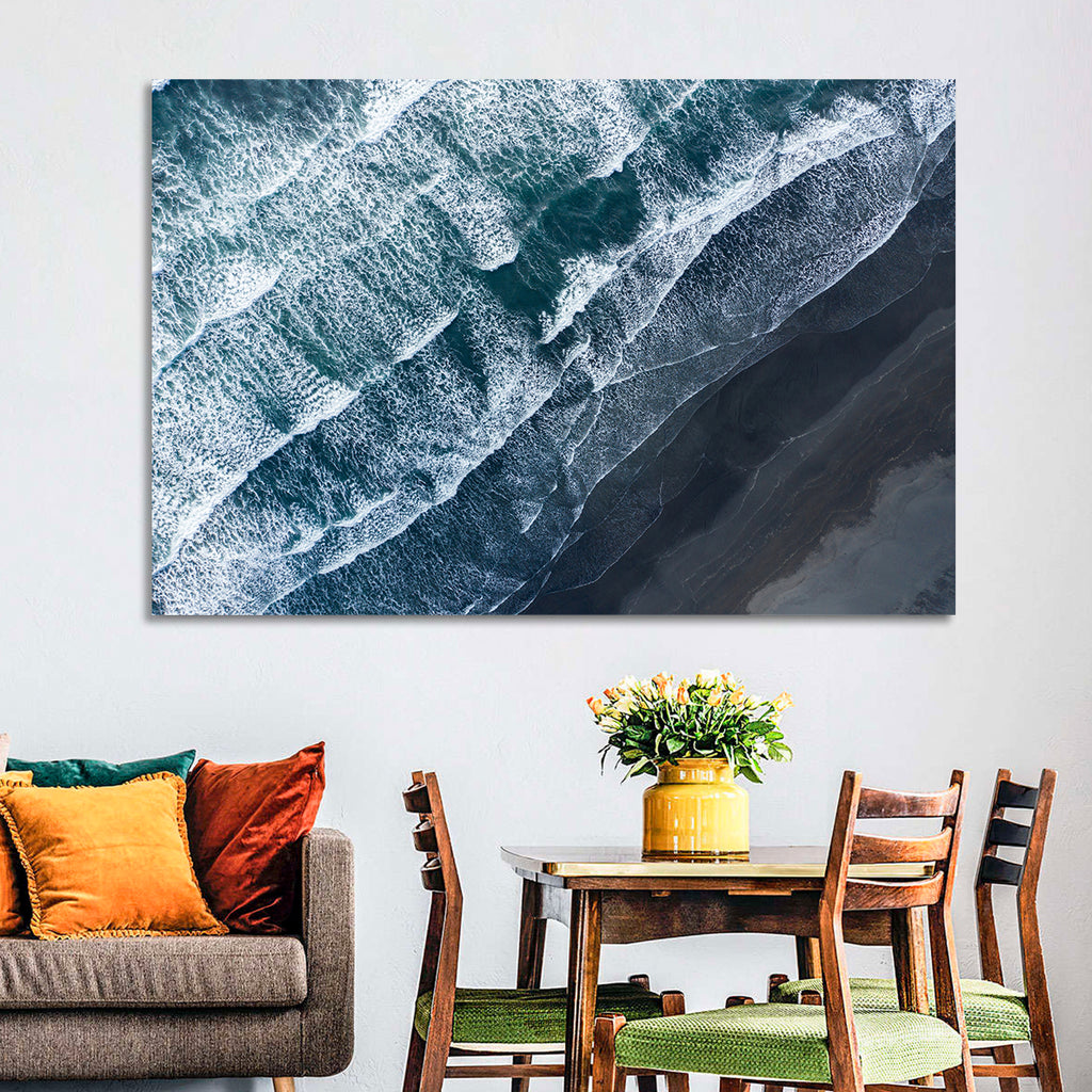 Volcanic Surf on Black Sand Wall Art