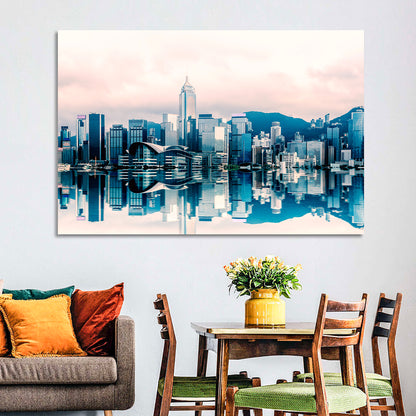 Victoria Harbour Sketch at Dusk Wall Art