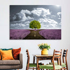 Lavender Field Crossroads with Lone Tree Wall Art