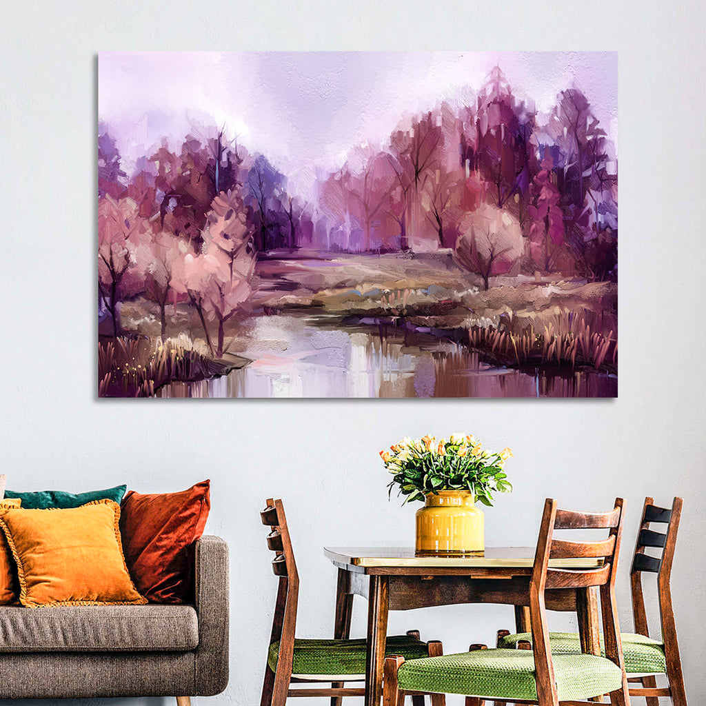 Lavender Autumn Forest Watercolor Wall Art