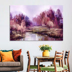 Lavender Autumn Forest Watercolor Wall Art