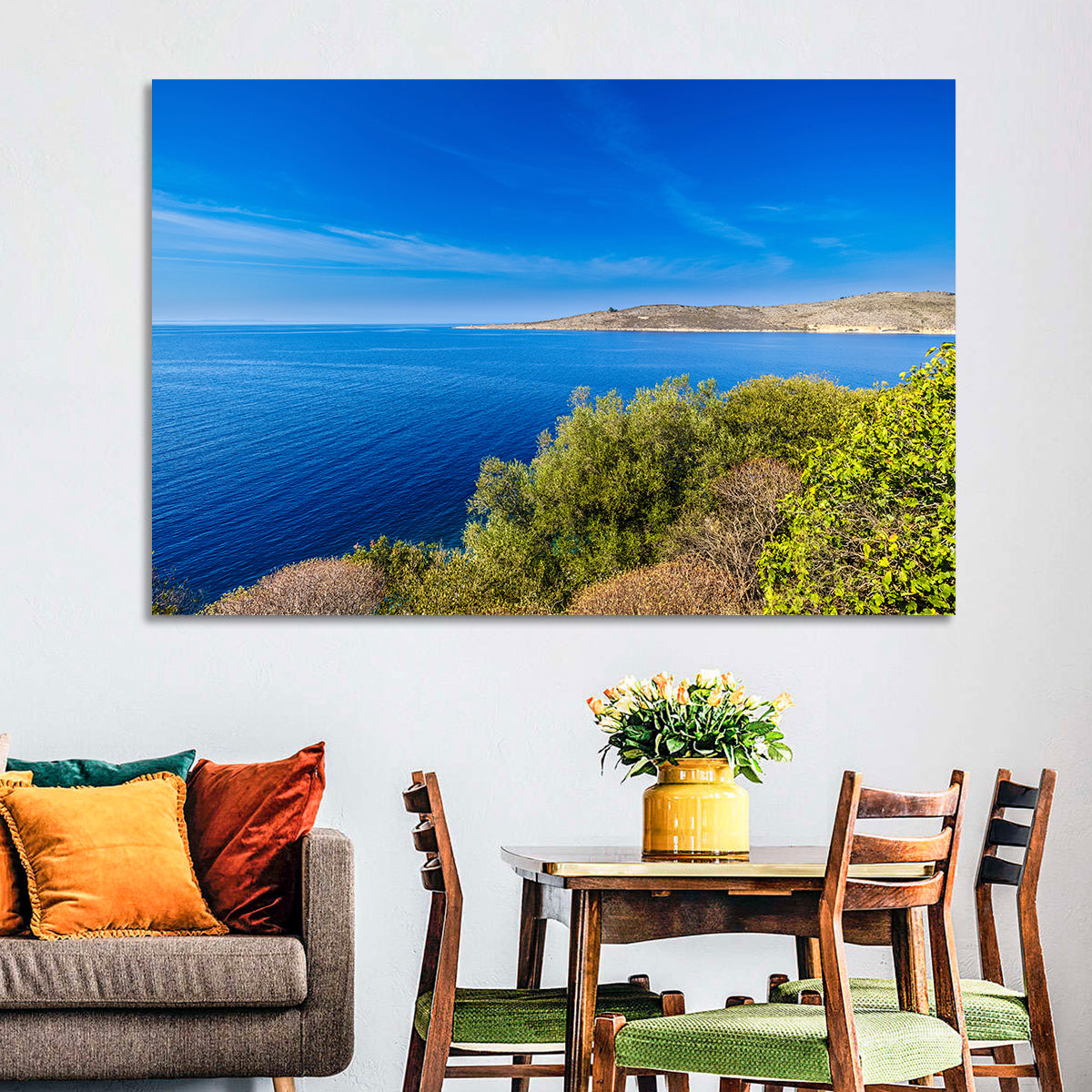Sunlit Albanian Coastline Wall Art