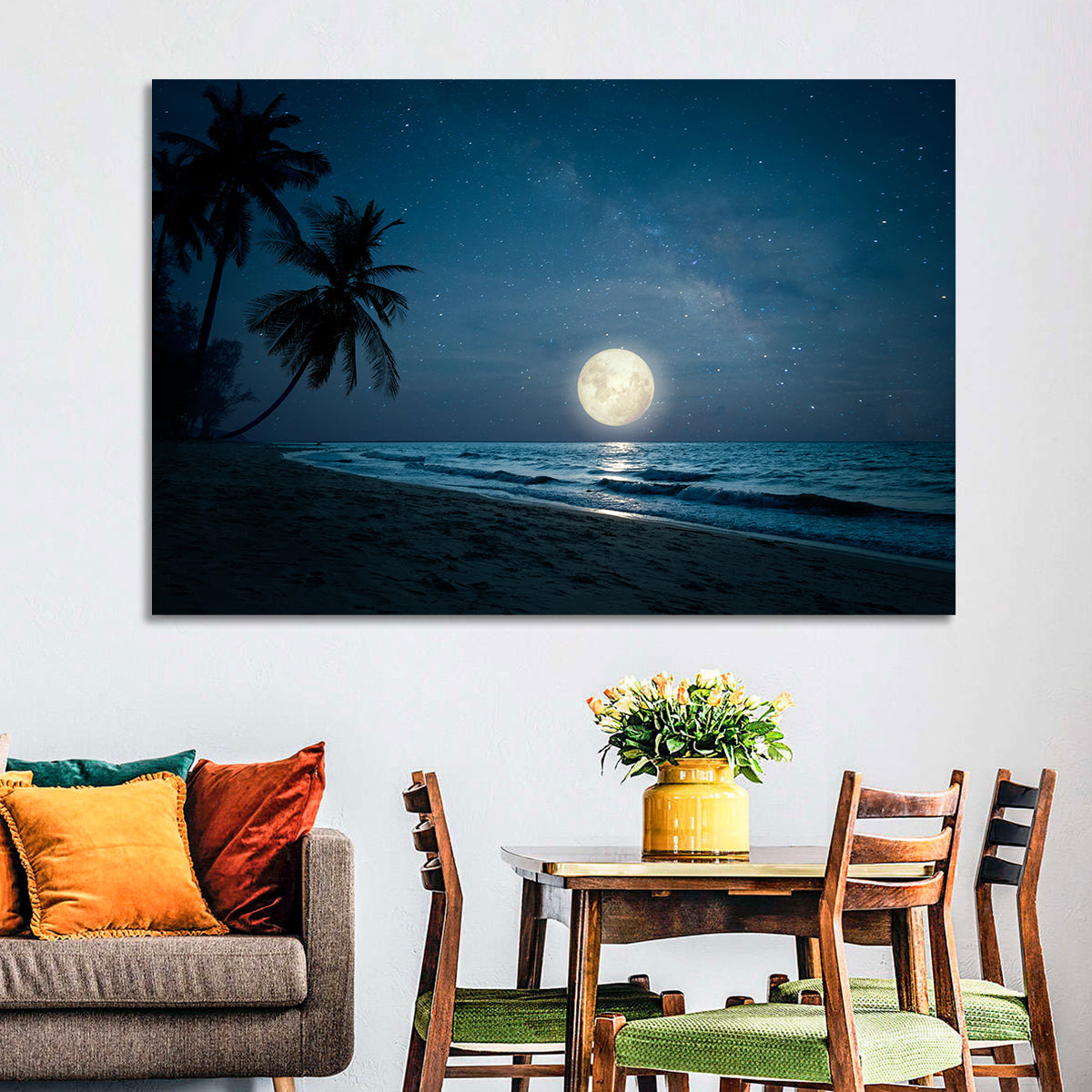 Palm Beach Moonset Wall Art in a room, landscape